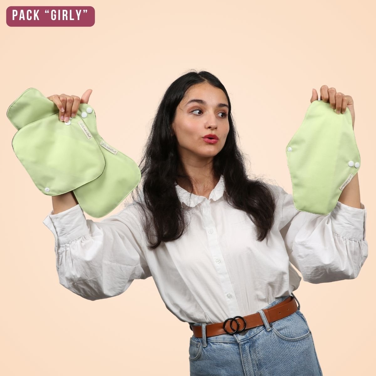 Adapté aux adolescentes, pack "Girly Trio" pads menstruels lavables