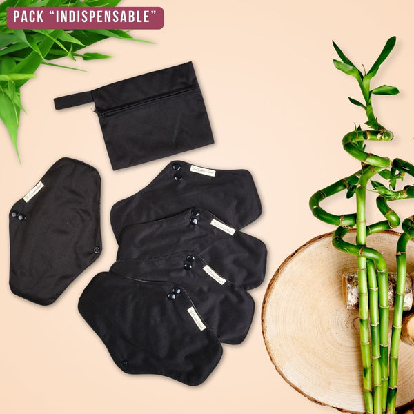 Flux normaux,  pack "Indispensable" pads menstruels lavables