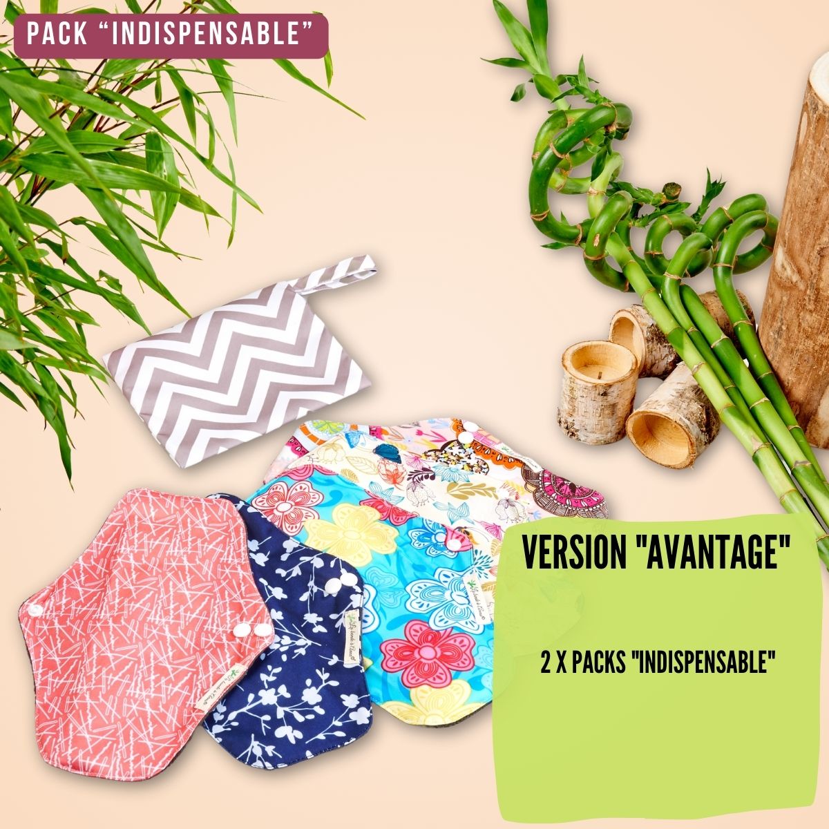 Flux normaux,  pack "Indispensable" pads menstruels lavables