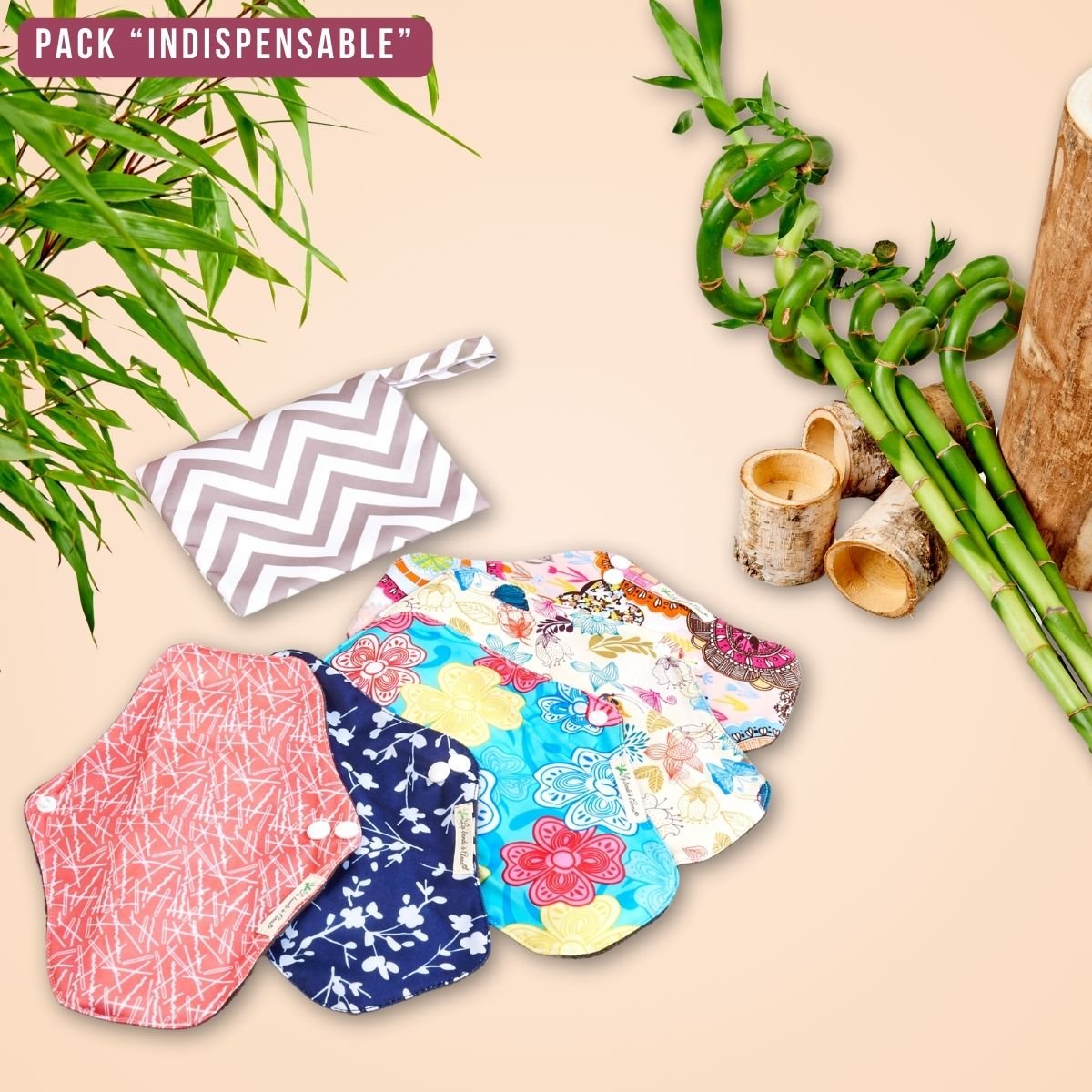 Flux normaux,  pack "Indispensable" pads menstruels lavables