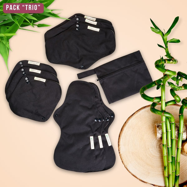 Adapté à chaque flux, pack "Trio" pads menstruels lavables