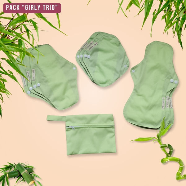 Adapté aux adolescentes, pack "Girly Trio" pads menstruels lavables