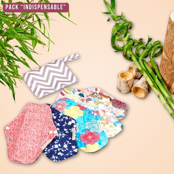 Flux normaux,  pack "Indispensable" pads menstruels lavables