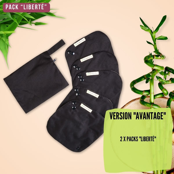 Flux légers et protège-slips, pack "Liberté" pads menstruels réutilisables