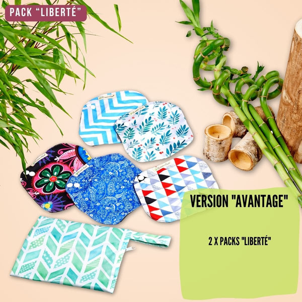 Flux légers et protège-slips, pack "Liberté" pads menstruels réutilisables