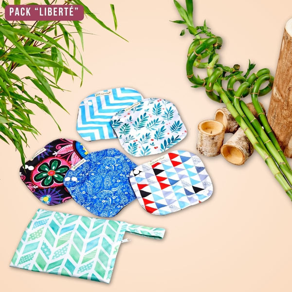 Flux légers et protège-slips, pack "Liberté" pads menstruels réutilisables