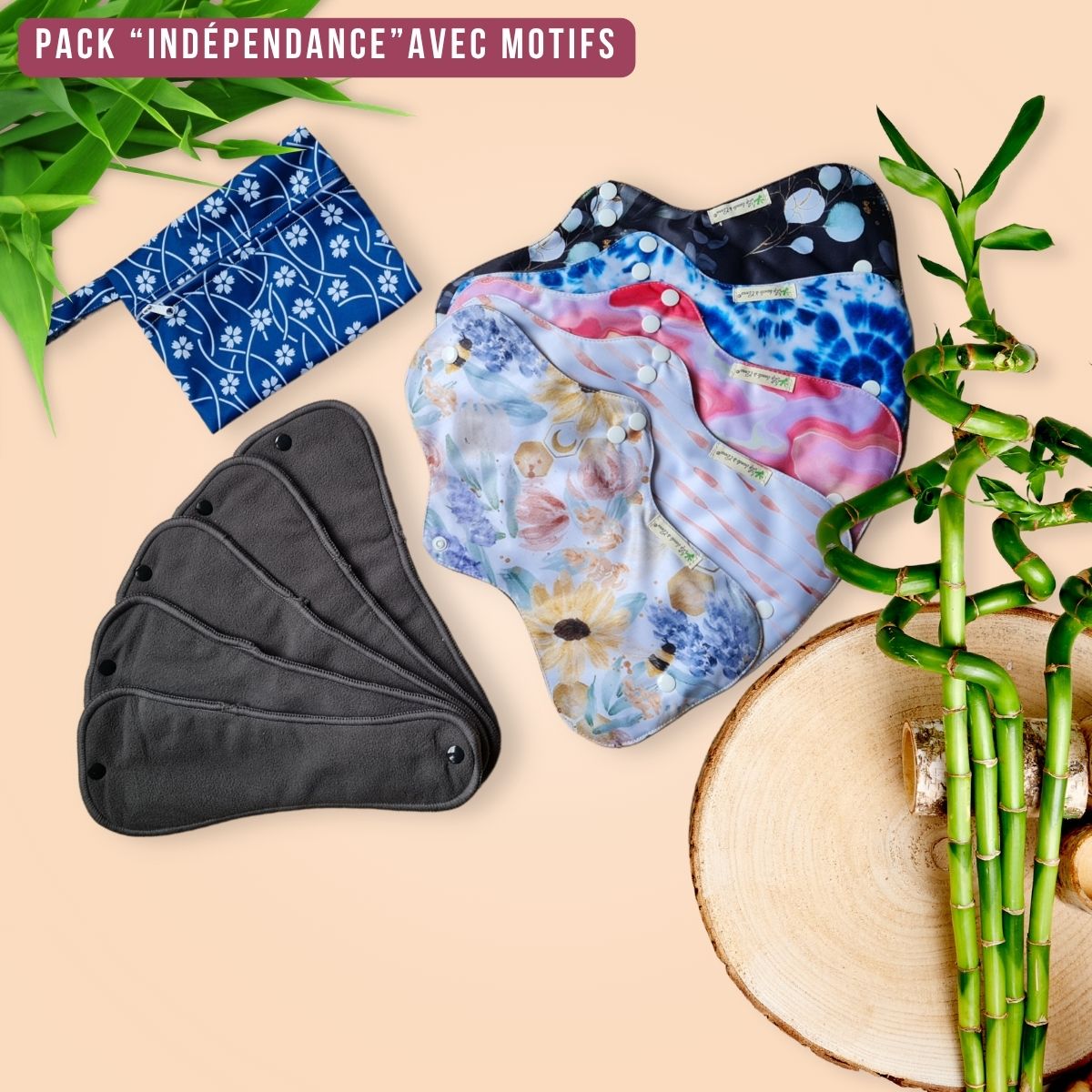 Incontinence urinaire et flux ultra hémorragiques, pack "Indépendance", protections hygiéniques lavables