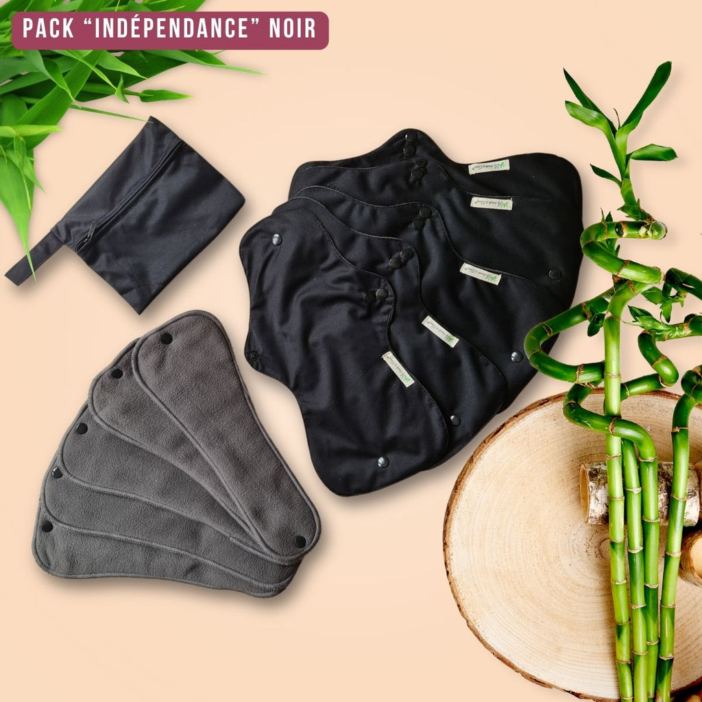 Flux ultra hémorragiques et Post-Partum, pack "Indépendance" protections hygiéniques lavables