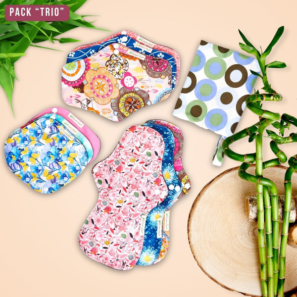 Adapté à chaque flux, pack "Trio" pads menstruels lavables