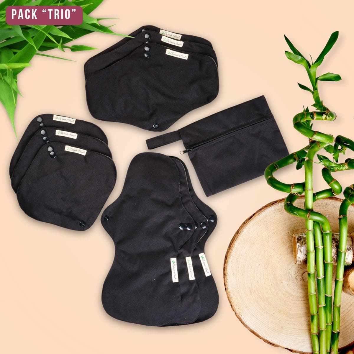 Adapté aux adolescentes, pack "Girly Trio" pads menstruels lavables