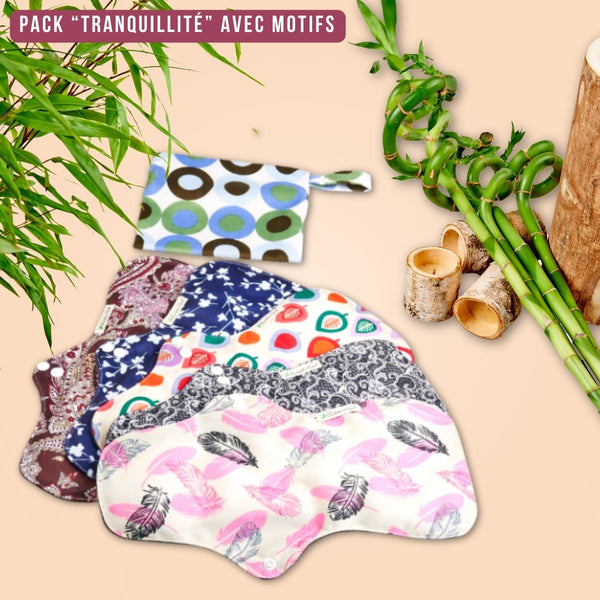 Flux intenses et nuits, pack "Tranquillité" et "Tranquillité+" pads menstruels réutilisables