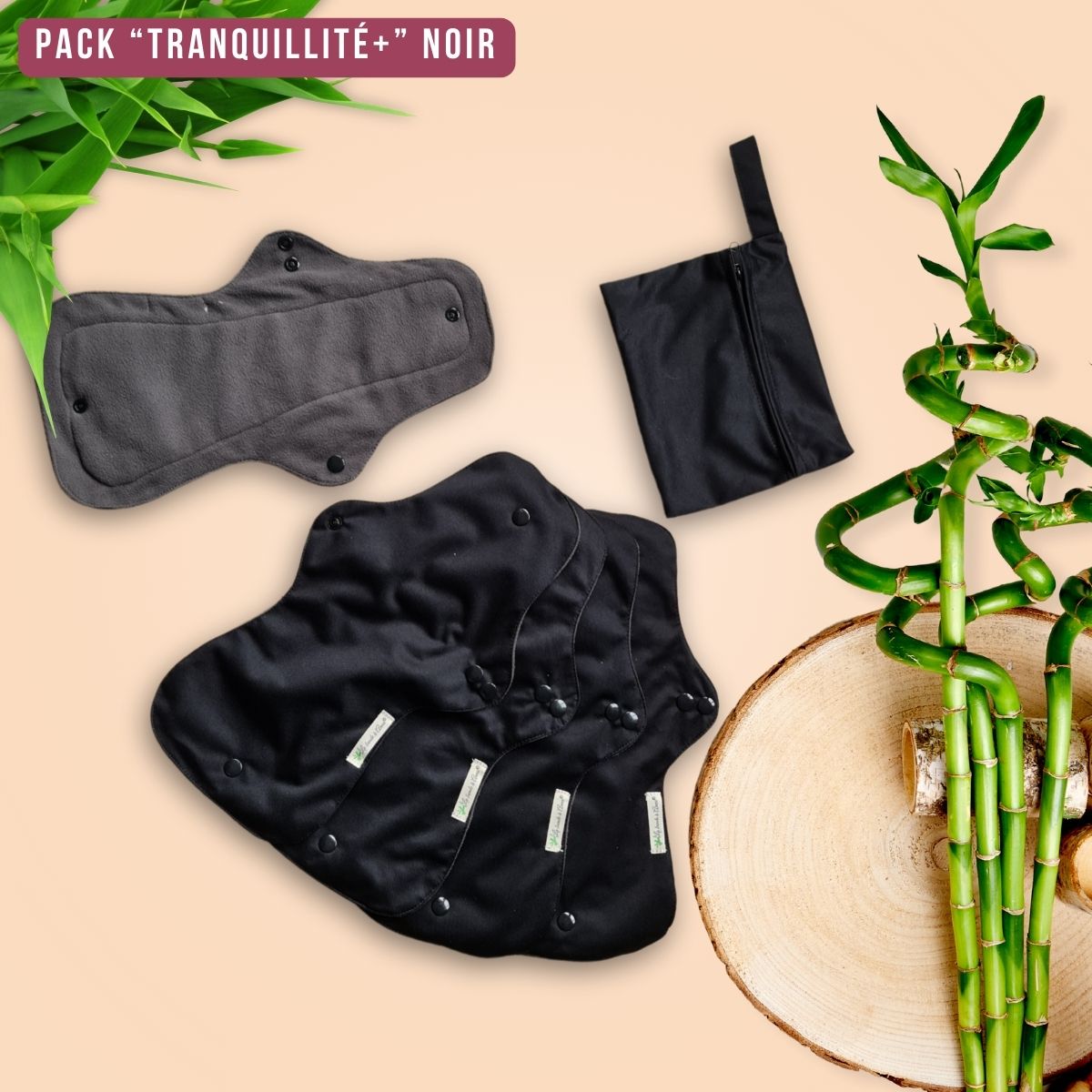 Flux intenses et nuits, pack "Tranquillité" et "Tranquillité+" serviettes hygiéniques lavables